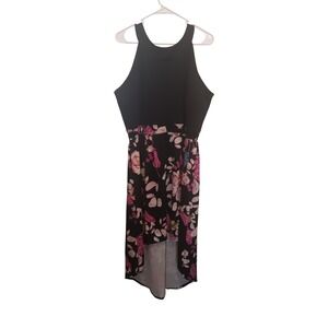 En Focus Women Black Floral High Low Sleeveless Dress Plus Size 16W 961139